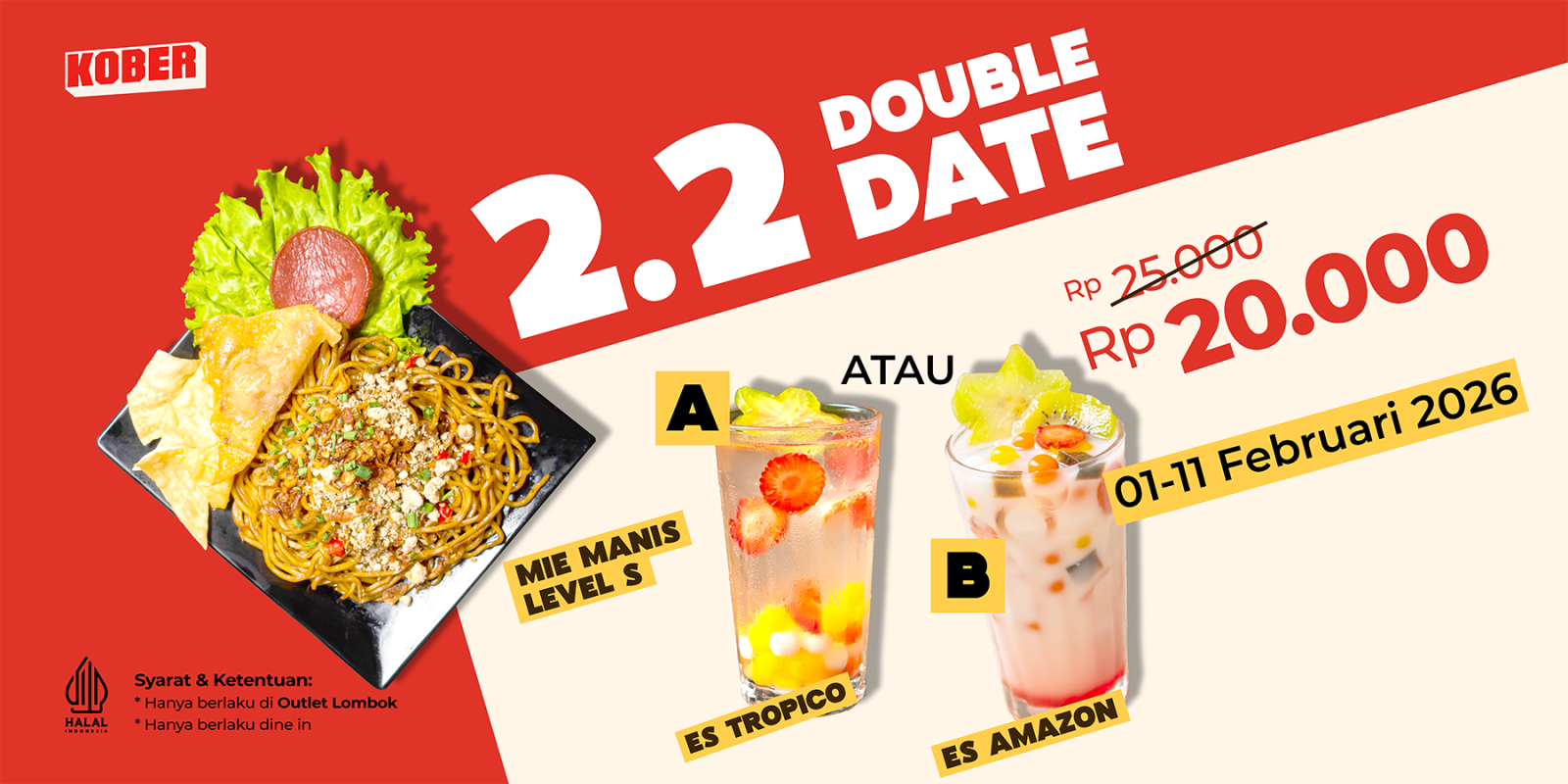 Promo 2.2 Double Double Date (Outlet Lombok)